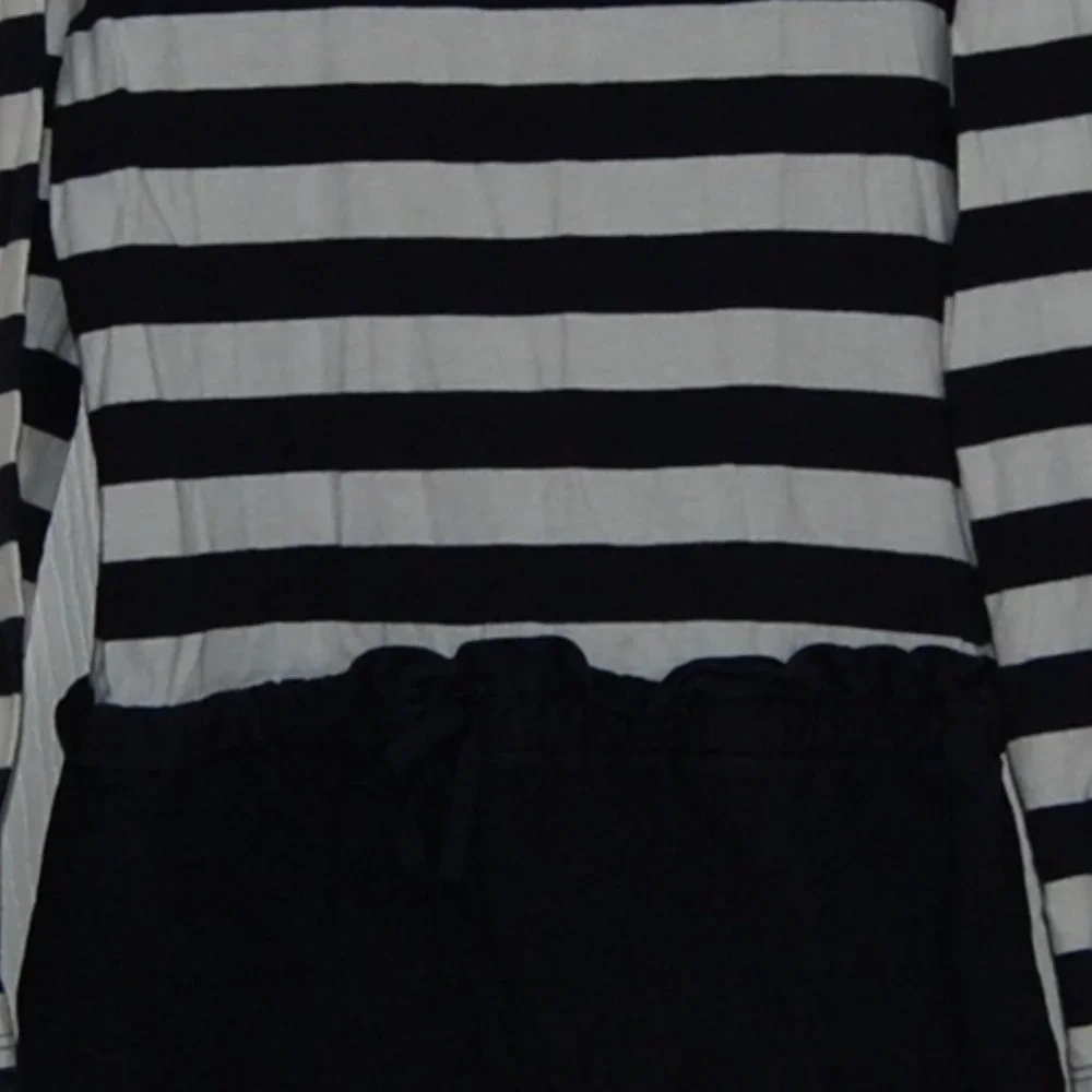 GAP Girls Size M (8) Navy-White Striped Cotton Dress, Long Sleeve